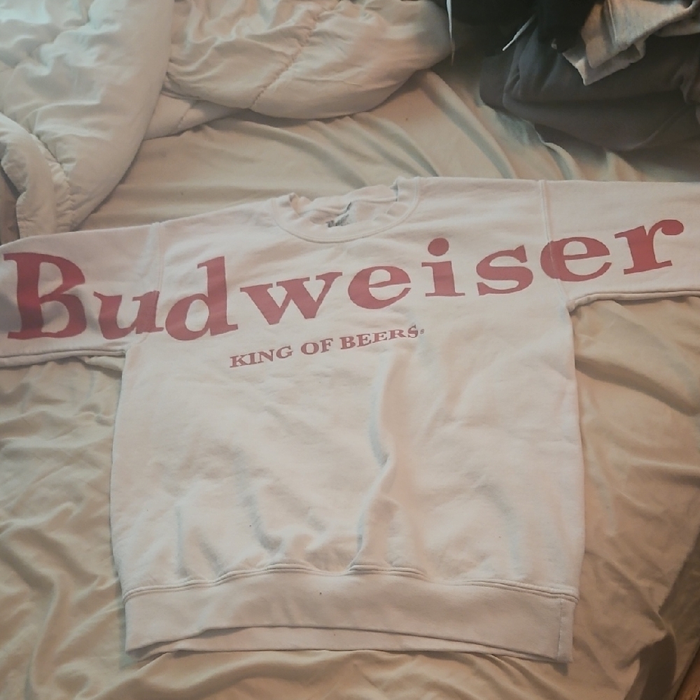 Budweiser White and Red Sweatshirt